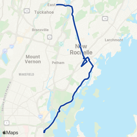 Bee-Line Eastches-New Rochelle-Pelham Bay map