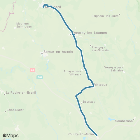 Mobigo 21 - Côte d'Or Pouilly en Auxois Montbard map