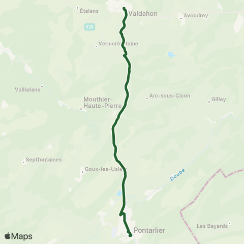 Mobigo 25 - Doubs Valdahon  Pontarlier map