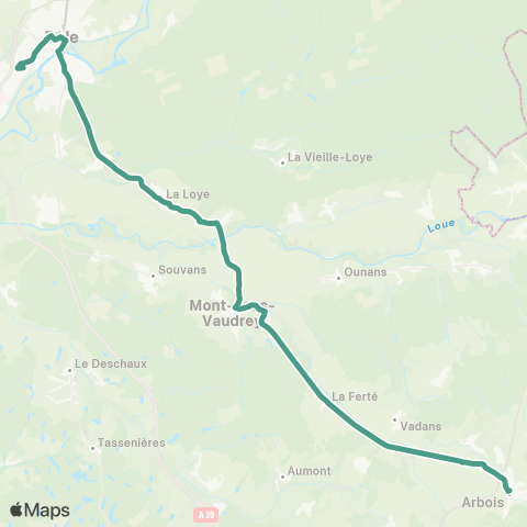 Mobigo 39 - Jura Arbois-Mouchard-Dole map