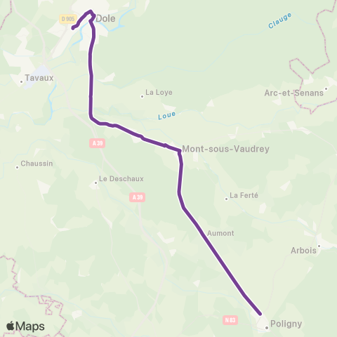 Mobigo 39 - Jura Poligny - Dole map