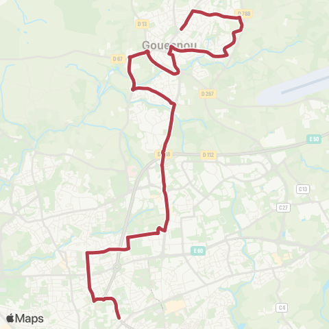 Bibus Scolaires Gouesnou Peupliers - Kerichen map