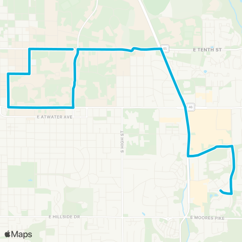 Bloomington Transit IU Campus / Coll Mall / Covenanter & Clarizz map