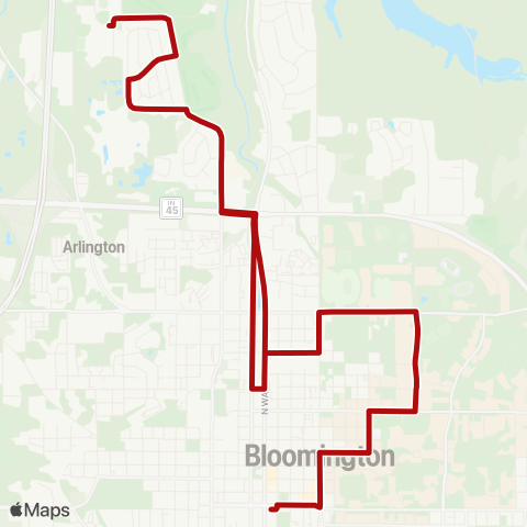 Bloomington Transit North Fee Lane BHS North map