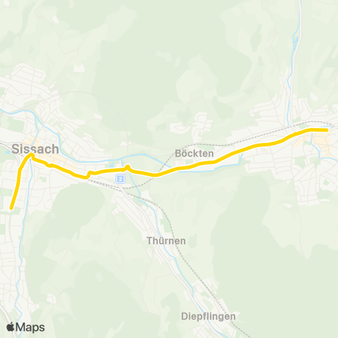 BLT - Baselland Transport Sissach, Bahnhof - Gelterkinden, obere Mühle map