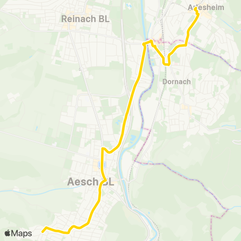 BLT - Baselland Transport Pfeffingen, Bergmattenweg - Arlesheim, Dorf map