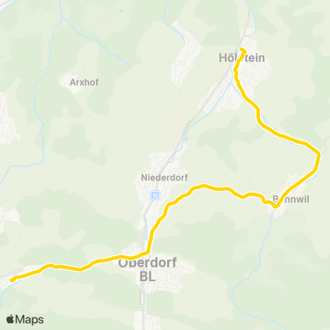 BLT - Baselland Transport Liedertswil, Dorf - Hölstein, Station map