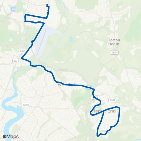 Bluestar Hedge End Village Hall (Stop B) - Bus Sta (Stand A) map