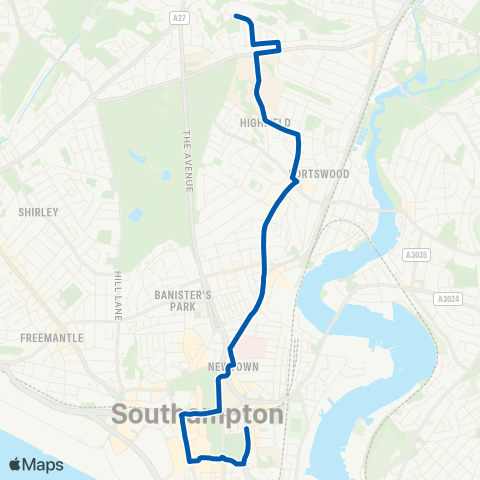 Bluestar School Routes Kingsland Market (Stop IG) - Cantell Sch map