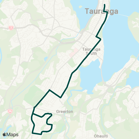 BayBus (Bay of Plenty) Pyes Pa - Greerton - Tauranga City map