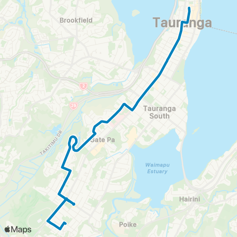 BayBus (Bay of Plenty) Greerton - Watling St - Tauranga City map