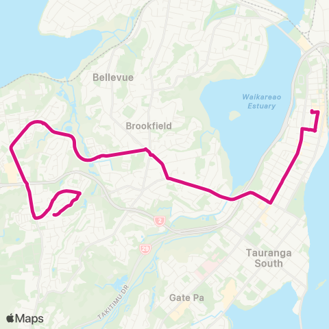 BayBus (Bay of Plenty) Bethlehem - Brookfield - Tauranga City map