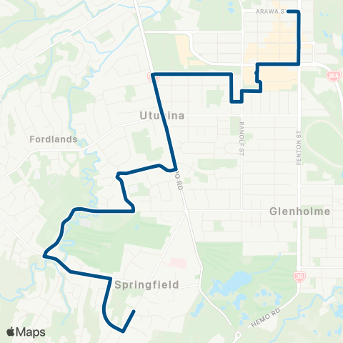 BayBus (Bay of Plenty) Springfield - Rotorua CBD map