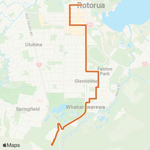 BayBus (Bay of Plenty) Toi Ohomai - Te Puia - Rotorua CBD map