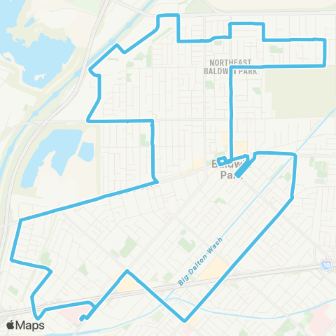 Baldwin Park Transit Teal 1 map