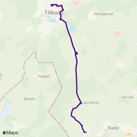 Bravo Tilburg via Hilvarenbeek - Reusel map