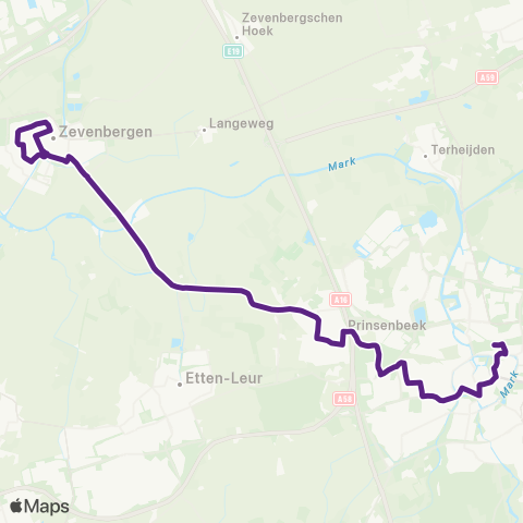 Bravo Breda via Prinsenbeek - Zevenbergen map