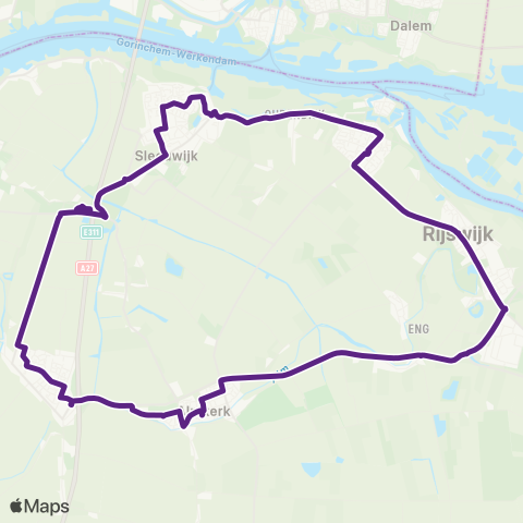 Bravo Almkerk via Giessen en Sleeuwijk - Almkerk map