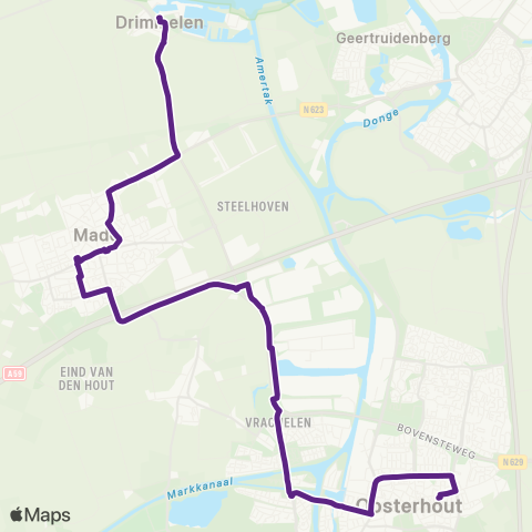 Bravo Drimmelen via Made - Oosterhout map