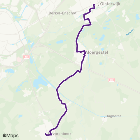 Bravo Hilvarenbeek via Moergestel - Oisterwijk map