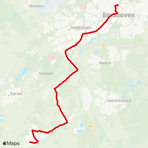 Bravo Bergeijk - Veldhoven - Eindhoven Station map