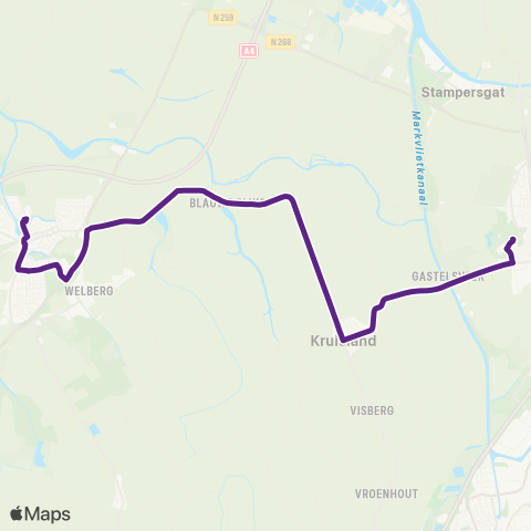 Bravo Oud Gastel via Kruisland - Steenbergen map