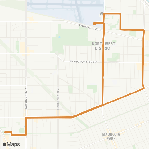 Burbank Bus NOHO to Airport map