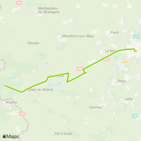 BreizhGo Car 35 Paimpont - Rennes map