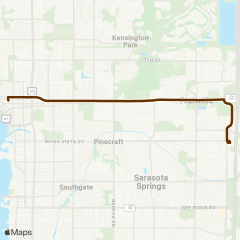 Breeze Transit Downtown / Fruitville / Cattlemen map