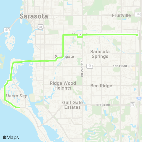 Breeze Transit Siesta Key / Pinecraft / Cattlemen map