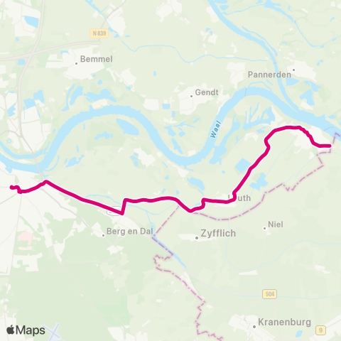 Breng Millingen - Nijmegen CS map