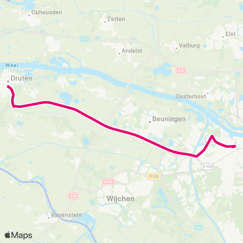 Breng Nijmegen CS - Druten Busstation map