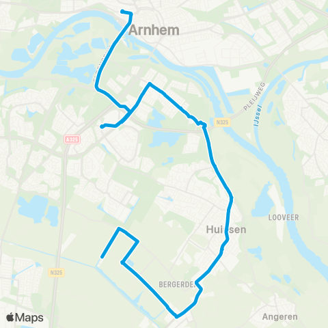 Breng Arnhem CS - Huissen Bergerden map