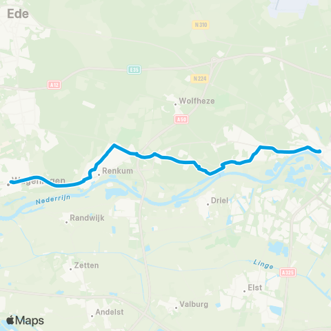 Breng Wageningen Station - Arnhem CS map