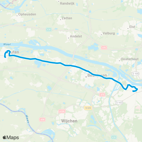 Breng Nijmegen CS - Druten Busstation map