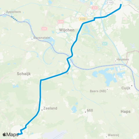 Breng Nijmegen CS - Grave - Uden Busstation map