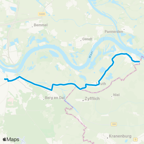 Breng Millingen - Nijmegen CS map