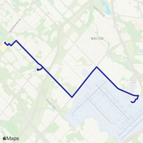 Brampton Transit Pearson Airport Express map