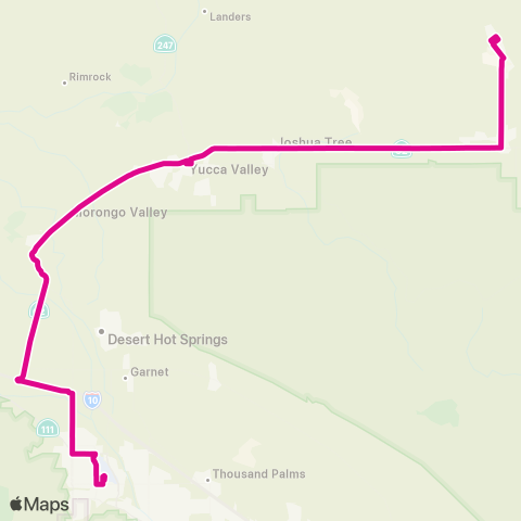 Basin Transit 15 Yucca Val / Palm Springs MCAGCC Airport map