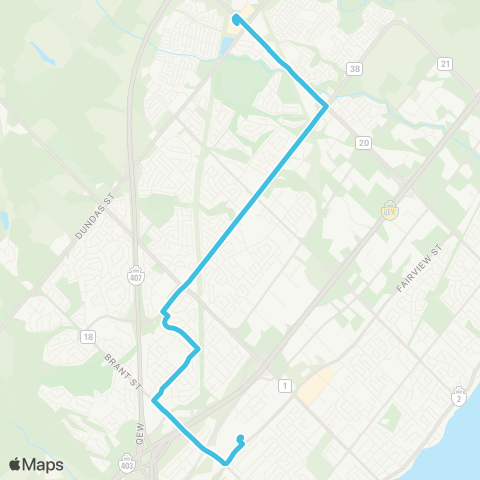 Burlington Transit Upper Middle map