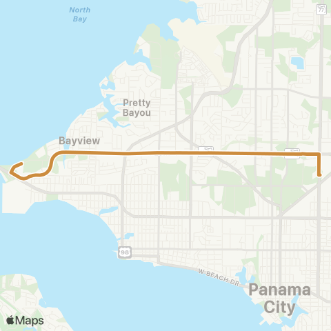 Bay Town Trolley Panama City Mall / Gulf Coast State Coll map