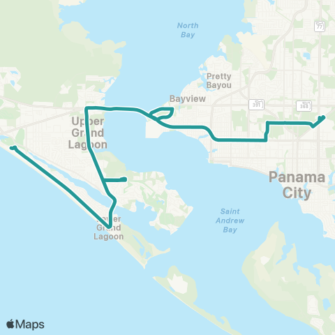 Bay Town Trolley Panama City Mall / Gulf Coast State Coll map