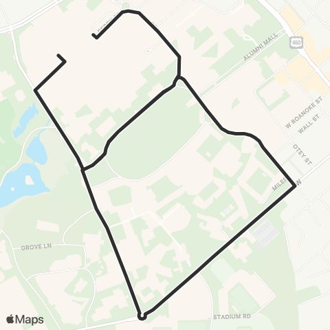 Blacksburg Transit Campus Shuttle map