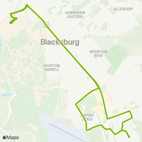 Blacksburg Transit South Main Airport map