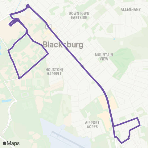 Blacksburg Transit South Main Ellett map