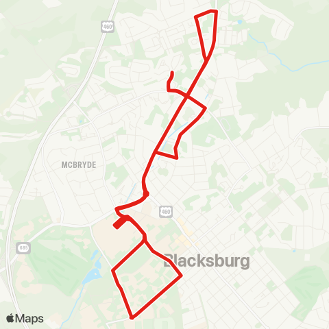 Blacksburg Transit North Main Patrick Henry map