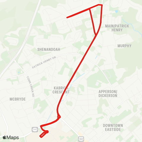 Blacksburg Transit North Main Givens map