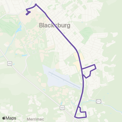 Blacksburg Transit South Main Pro Park map