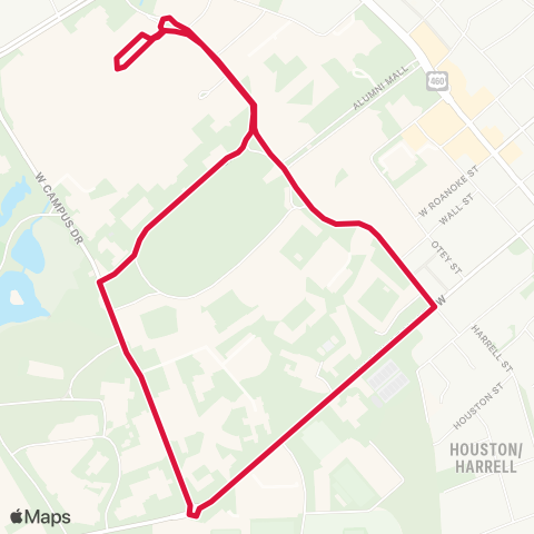 Blacksburg Transit Football Loops map