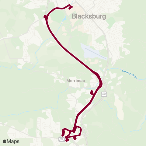 Blacksburg Transit Two Town Trolley map